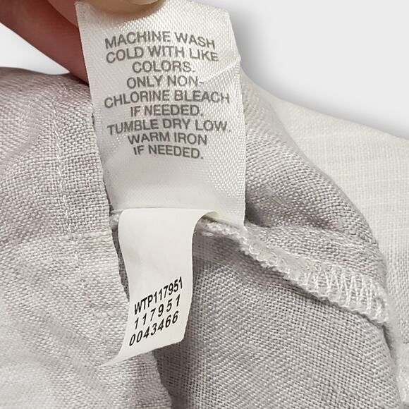 J. Jill Love Linen Gingham Plaid Sleeveless Top Gray White Large Button Back - Picture 9 of 11